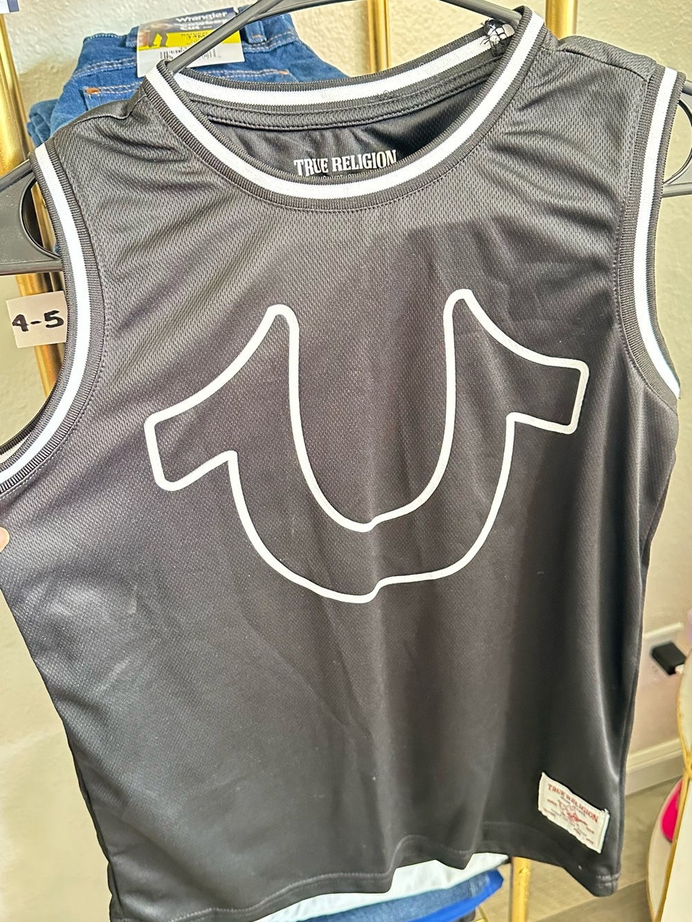 True Religion Kid’s Black Swim Tank with White Horseshoe Logo